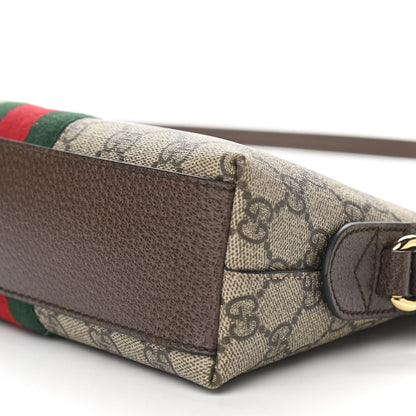 Gucci GG Supreme Monogram Textured Dollar Calfskin Web Small Ophidia Dome Shoulder Bag Beige Ebony New Acero 10 of 11