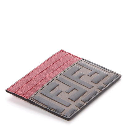 Fendi Vitello Cruise Bi-Color FF 1974 Embossed Card Holder Maya Black Fragola 3 of 9
