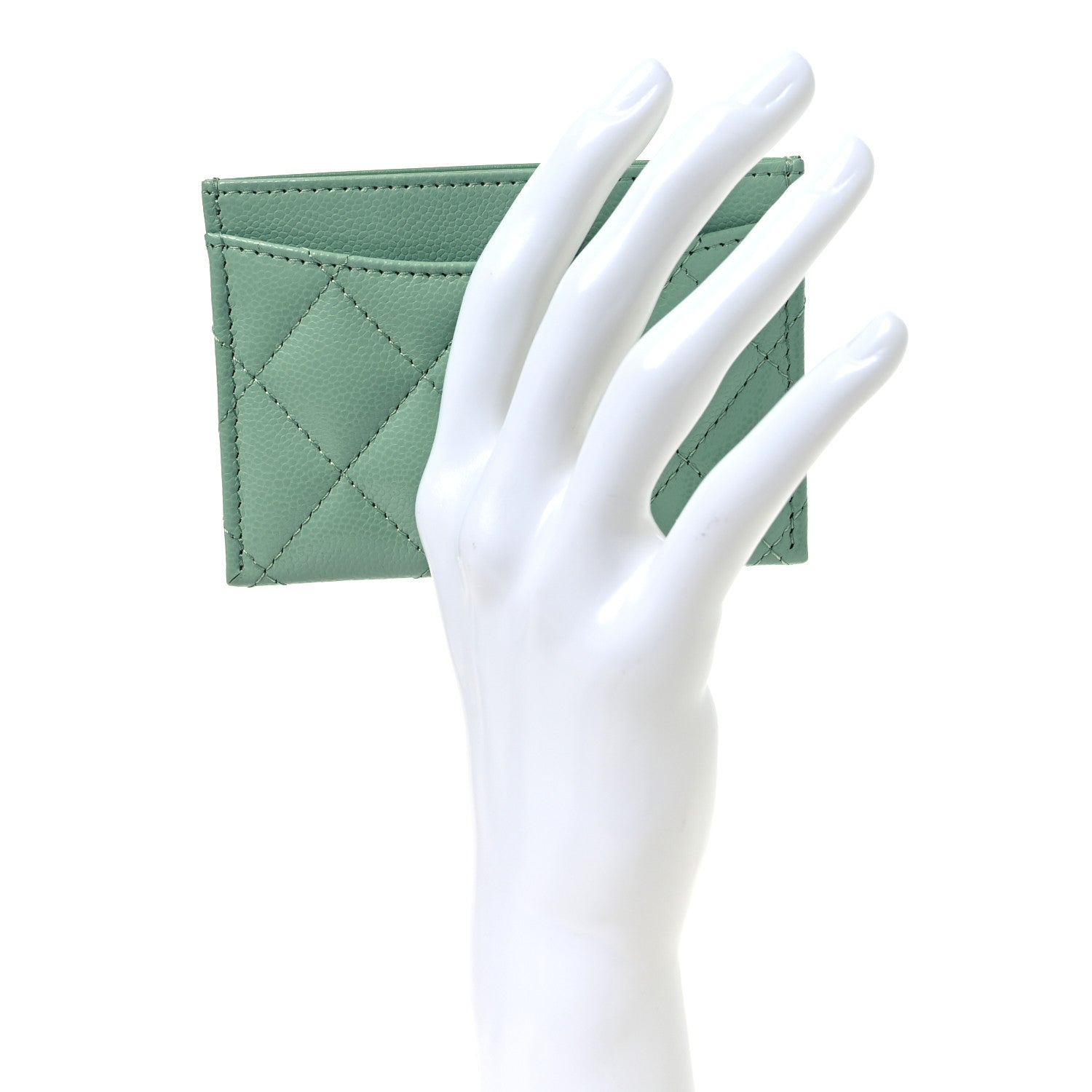 Chanel Caviar Quilted Card Holder Light Green 2 of 9