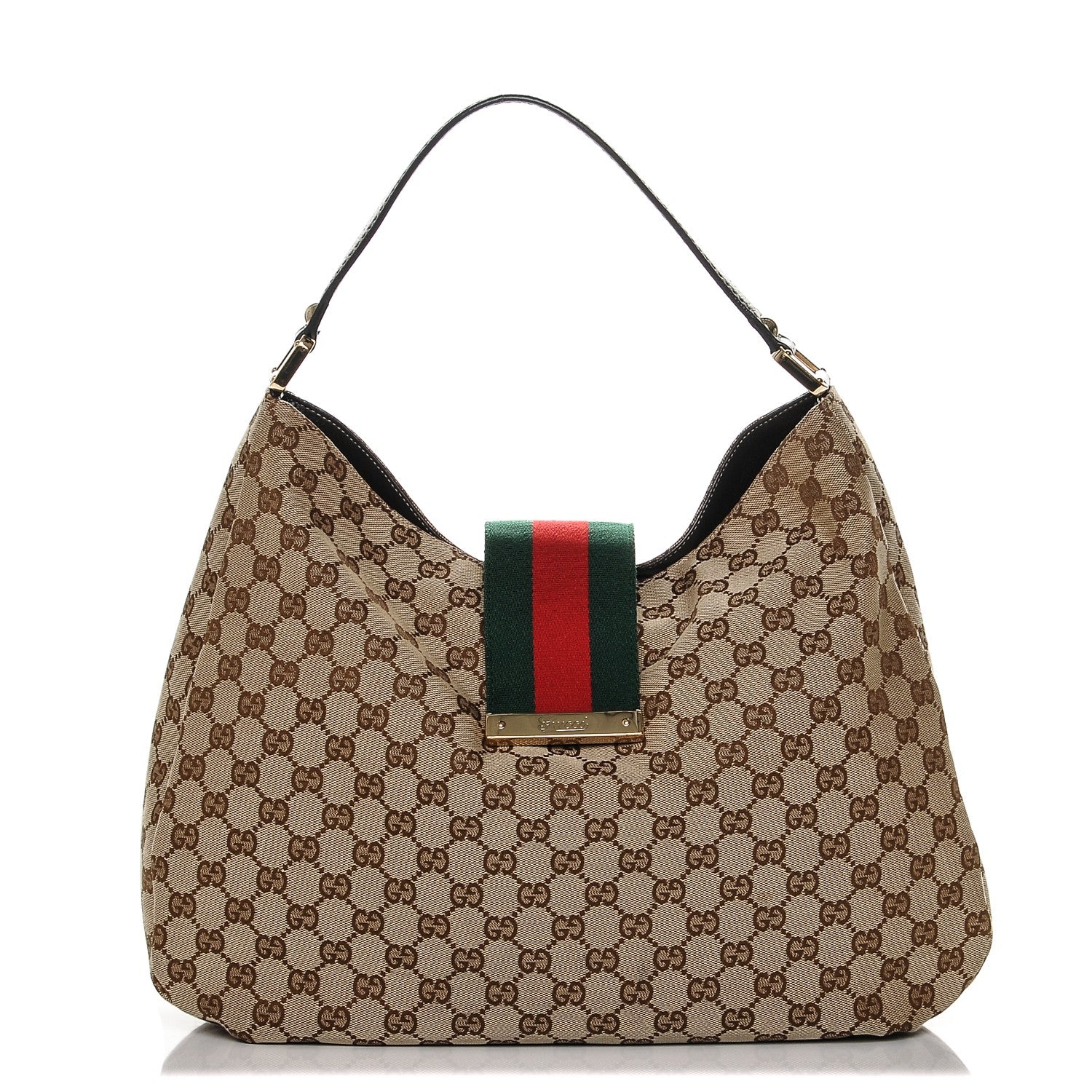 Gucci Monogram Large New Ladies Web Hobo Dark Brown 1 of 6