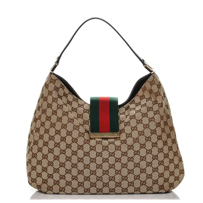 Gucci Monogram Large New Ladies Web Hobo Dark Brown 1 of 6