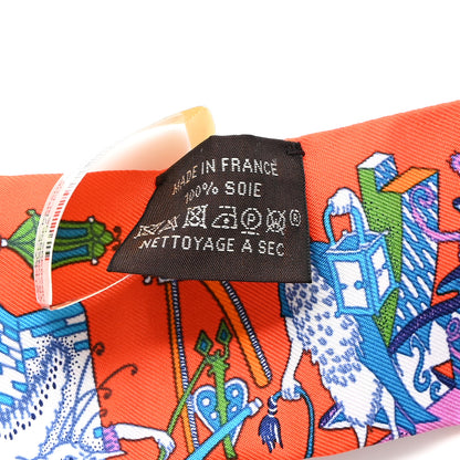 Hermes Silk La Folle Parade Twilly Orange Bleu White 4 of 5