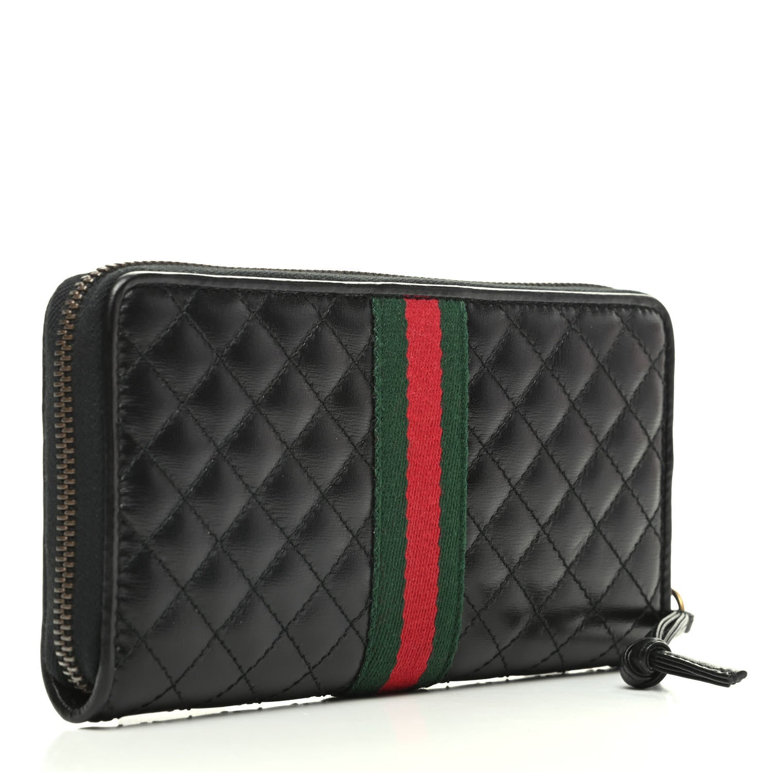 Gucci Calfskin Web Trapuntata GG Zip Around Wallet Black 3 of 9
