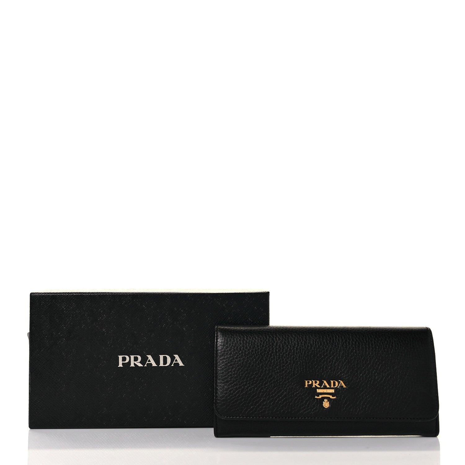 Prada Vitello Daino Continental Flap Wallet Black 10 of 10