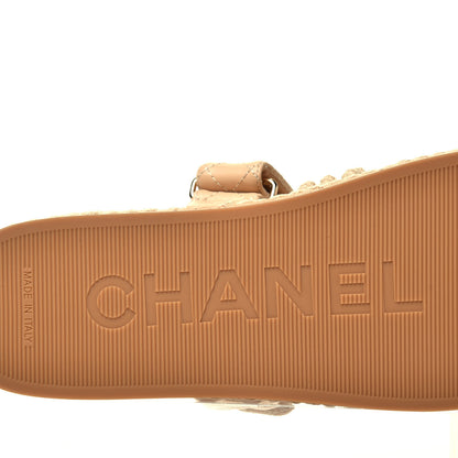 Chanel Cord Lambskin Quilted Logo Mules 41 Beige 11 of 11