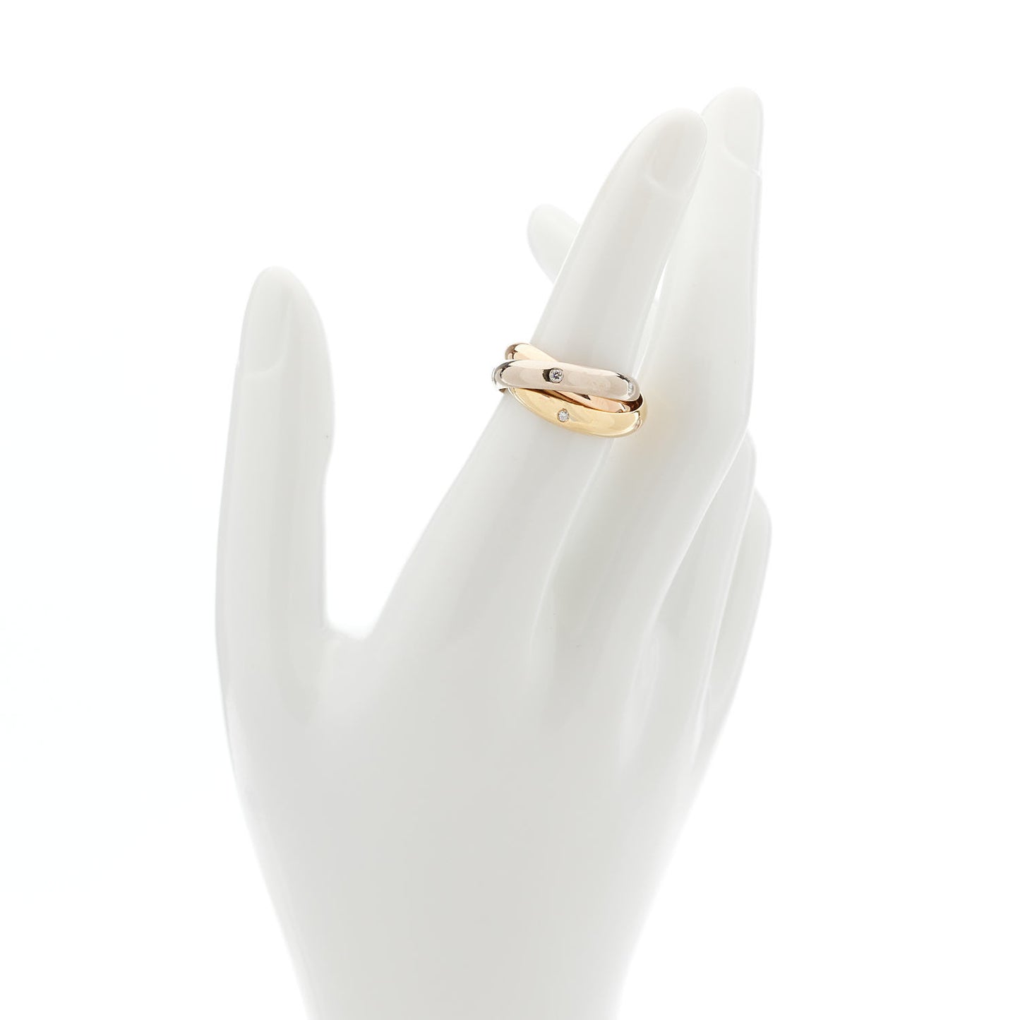 18K Pink Yellow White Gold Diamond Trinity Ring 50 5.25