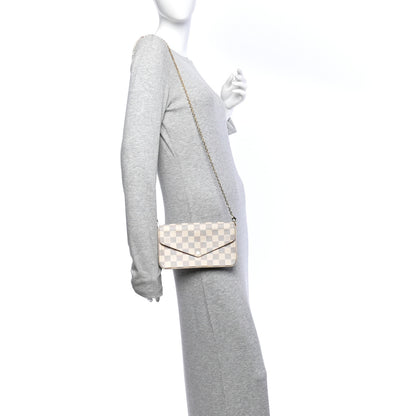Louis Vuitton Damier Azur Pochette Felicie Chain Wallet Rose Ballerine 2 of 14