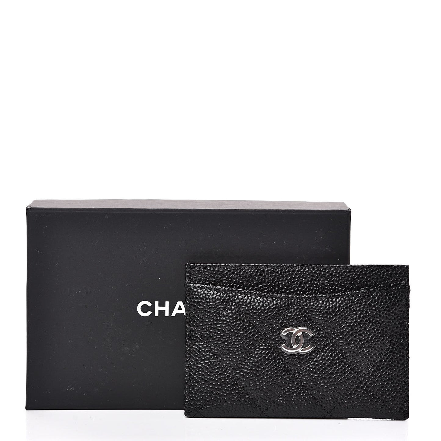 Caviar Quilted Card Holder Black