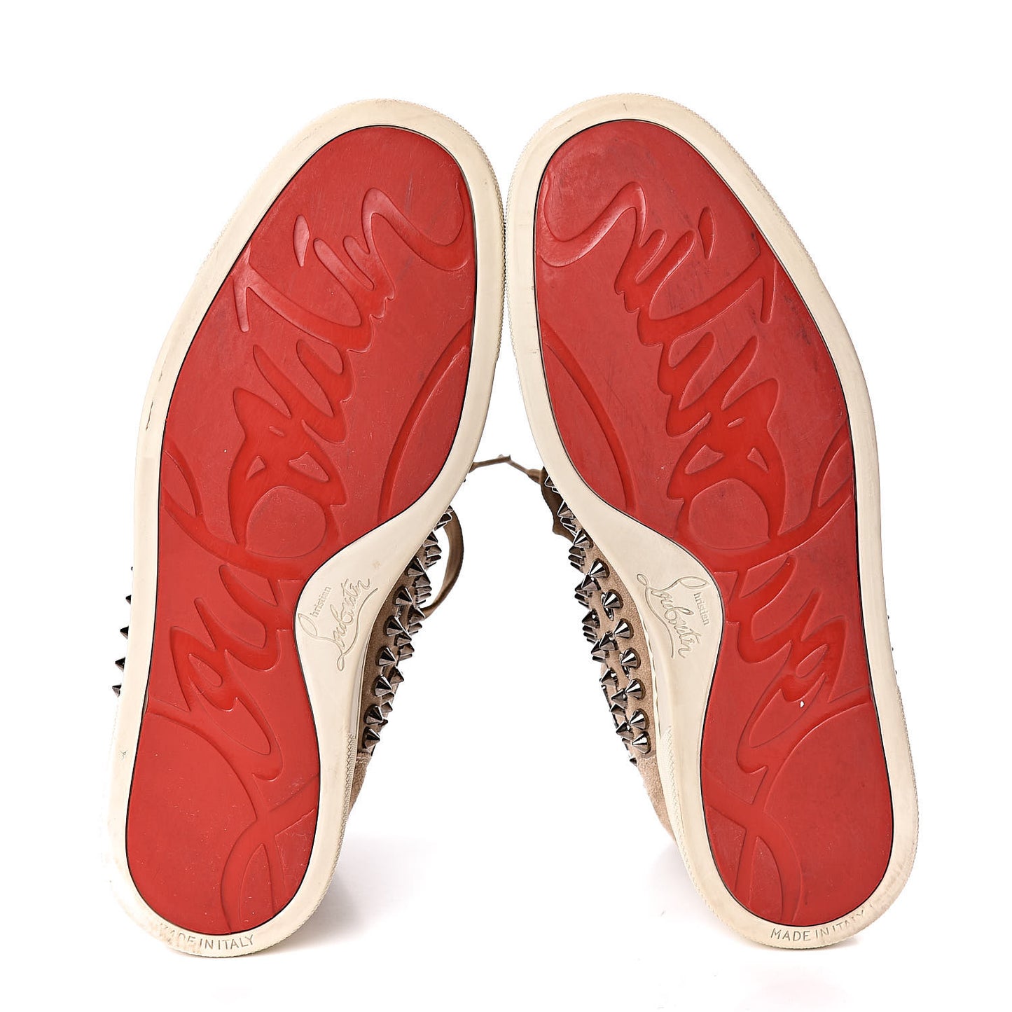 Veau Velours Womens Louis Spikes Flat Sneakers 37.5 Beige