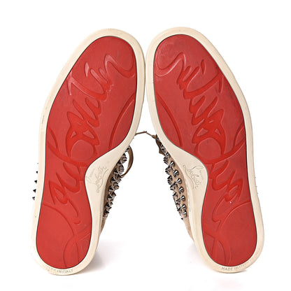 Christian Louboutin Veau Velours Womens Louis Spikes Flat Sneakers 37.5 Beige 7 of 11