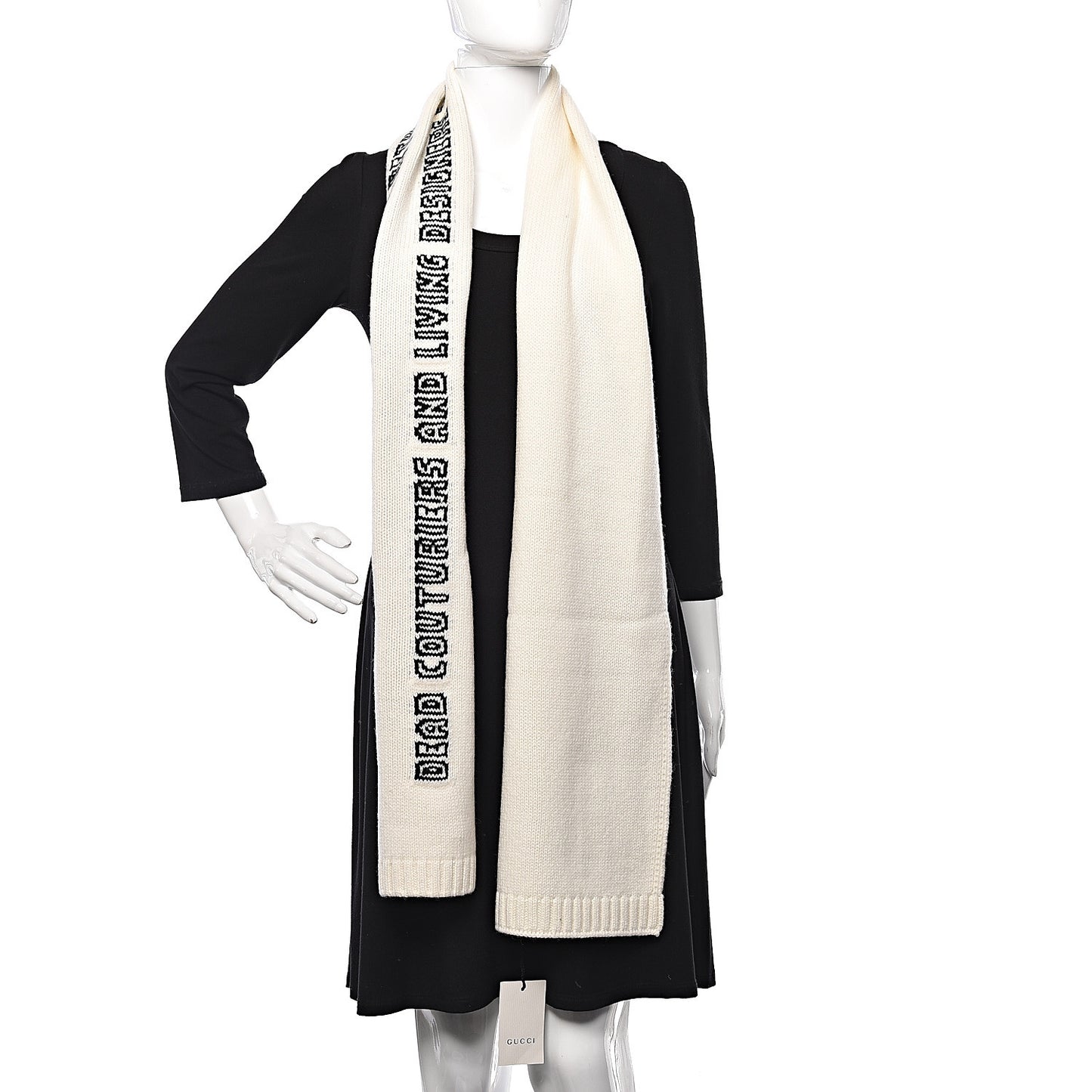Wool Knit Fly Pig Scarf Ivory
