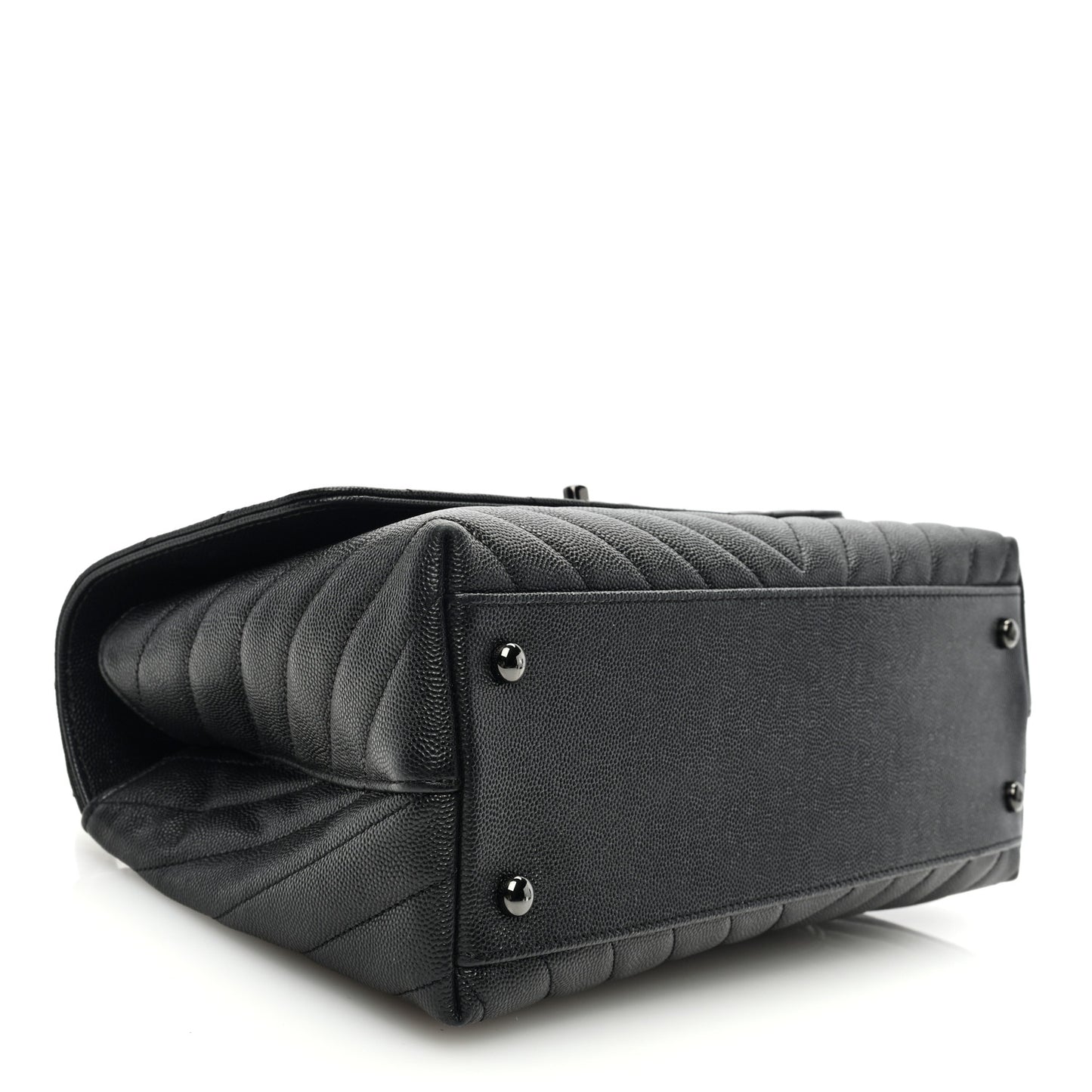 Caviar Chevron Quilted Small Coco Handle Flap So Black