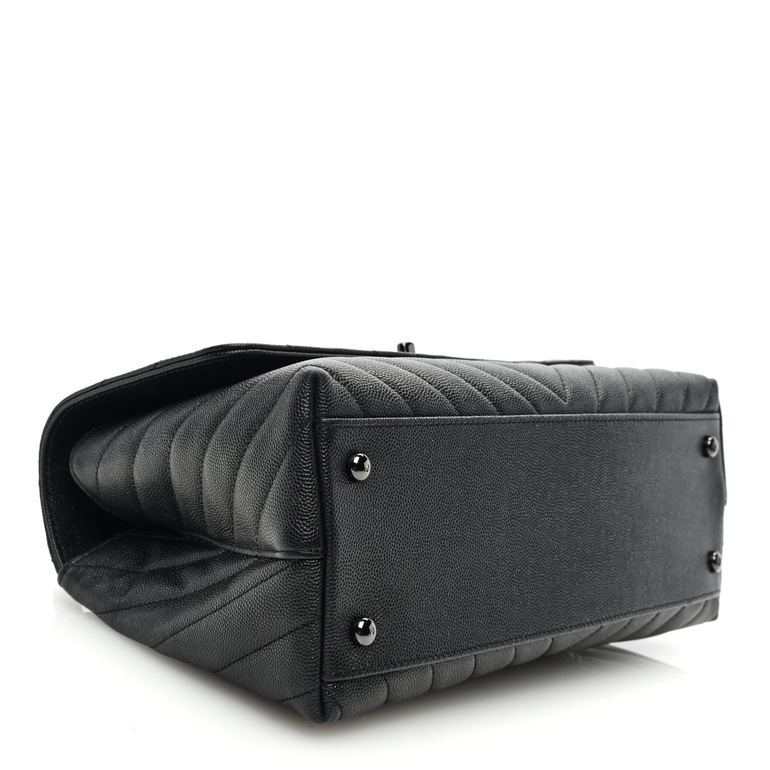 Chanel Caviar Chevron Quilted Small Coco Handle Flap So Black 4 of 10