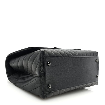 Chanel Caviar Chevron Quilted Small Coco Handle Flap So Black 4 of 10