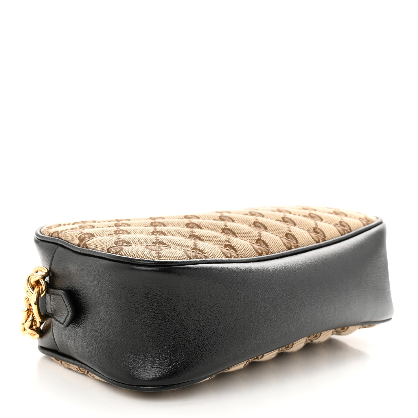 Monogram Matelasse Diagonal Small GG Marmont Chain Shoulder Bag Beige Black