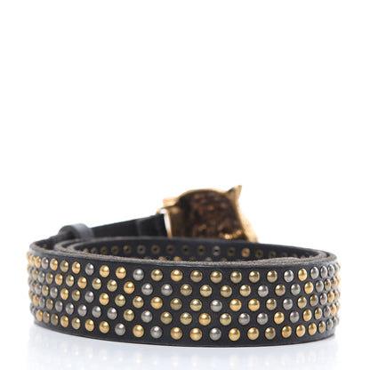 Gucci Calfskin Studded Feline Belt 100 40 Black 3 of 6
