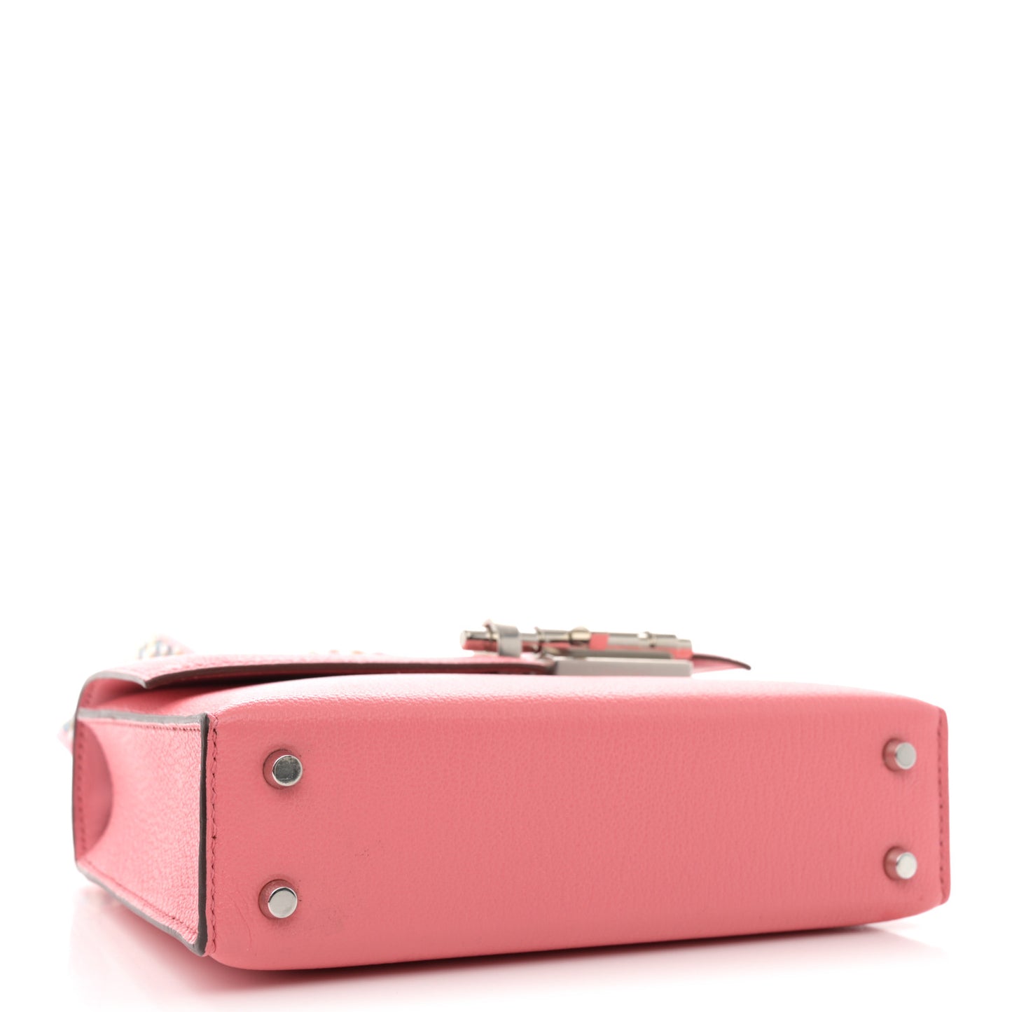 Chevre Mysore Mini Verrou Large Strap Bag Rose Azalee