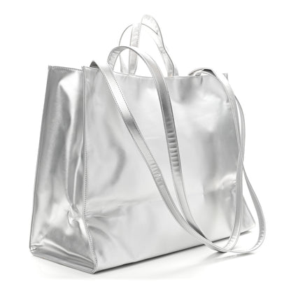 Telfar Metallic Vegan Leather Large Shopping Bag Silver 3 of 10