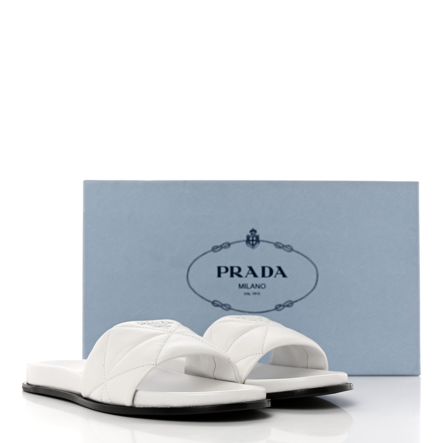 Prada Nappa Logo Quilted Slide Sandals 38 White 13 of 13