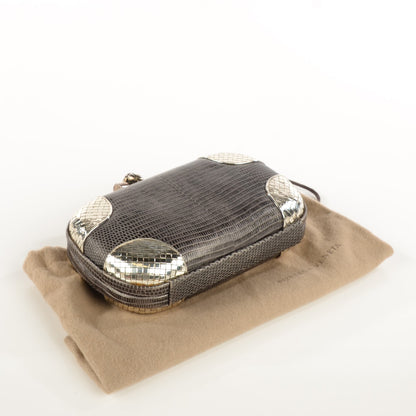 Bottega Veneta Quarzo Chiaro Lizard Knot Clutch Silver 4 of 7