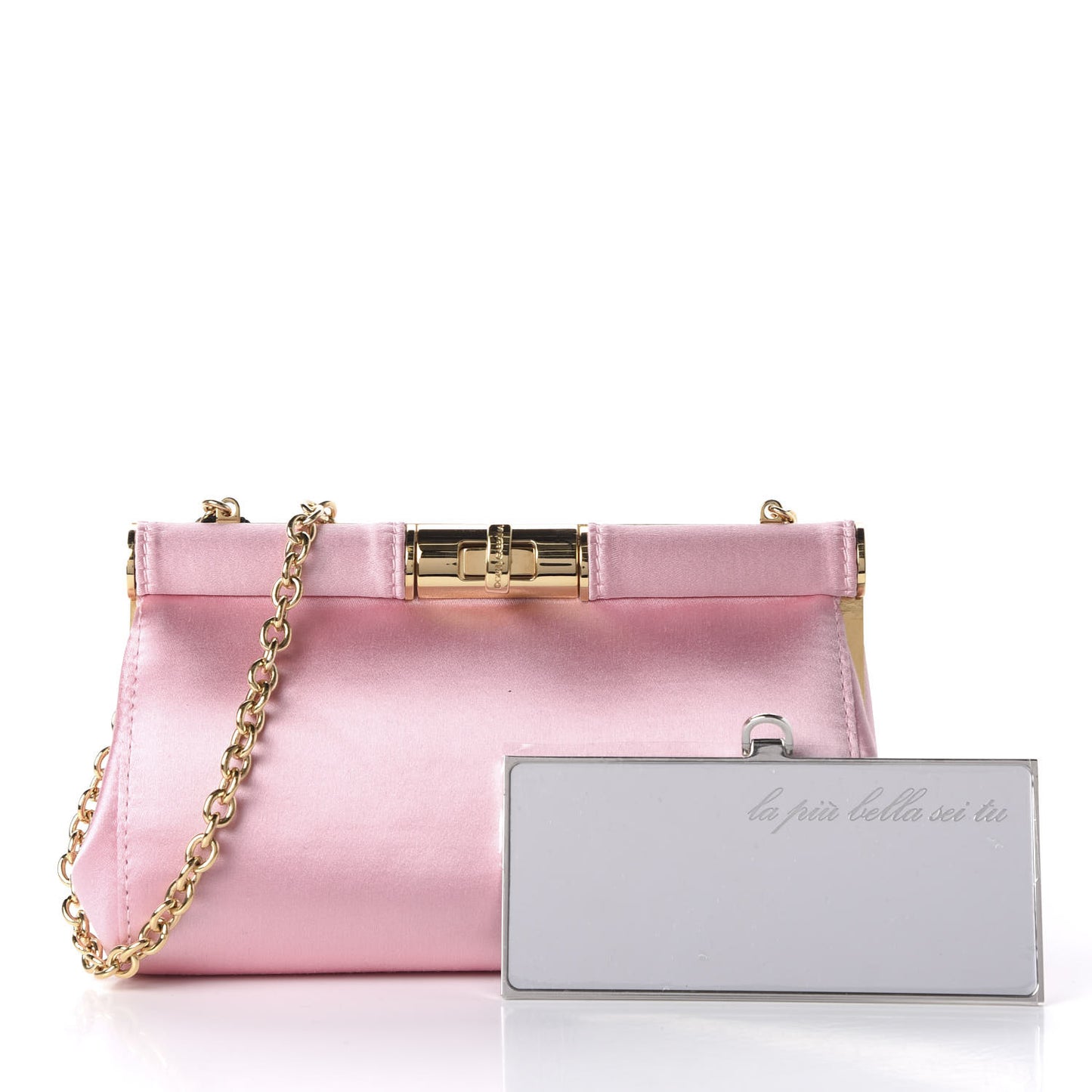Satin Chain Clutch Pink