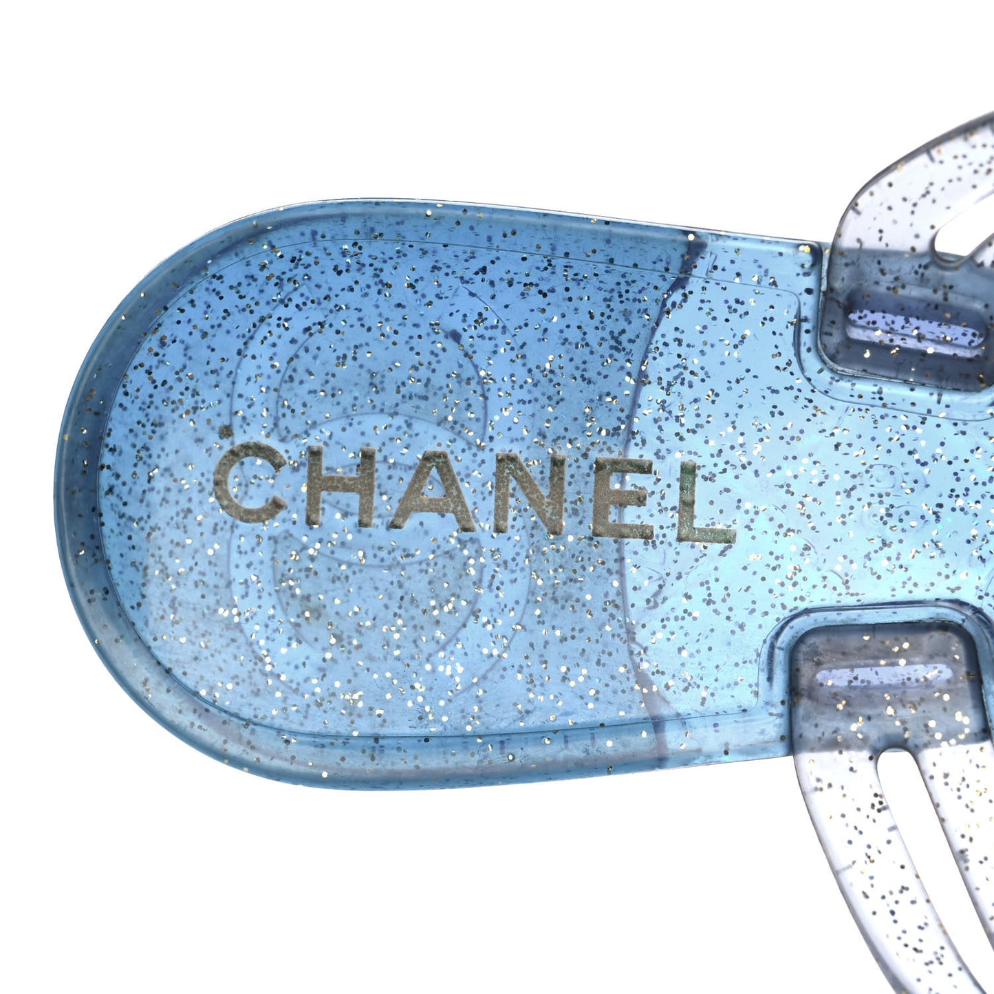 Jelly Camellia Glitter Thong Sandals 36 Blue