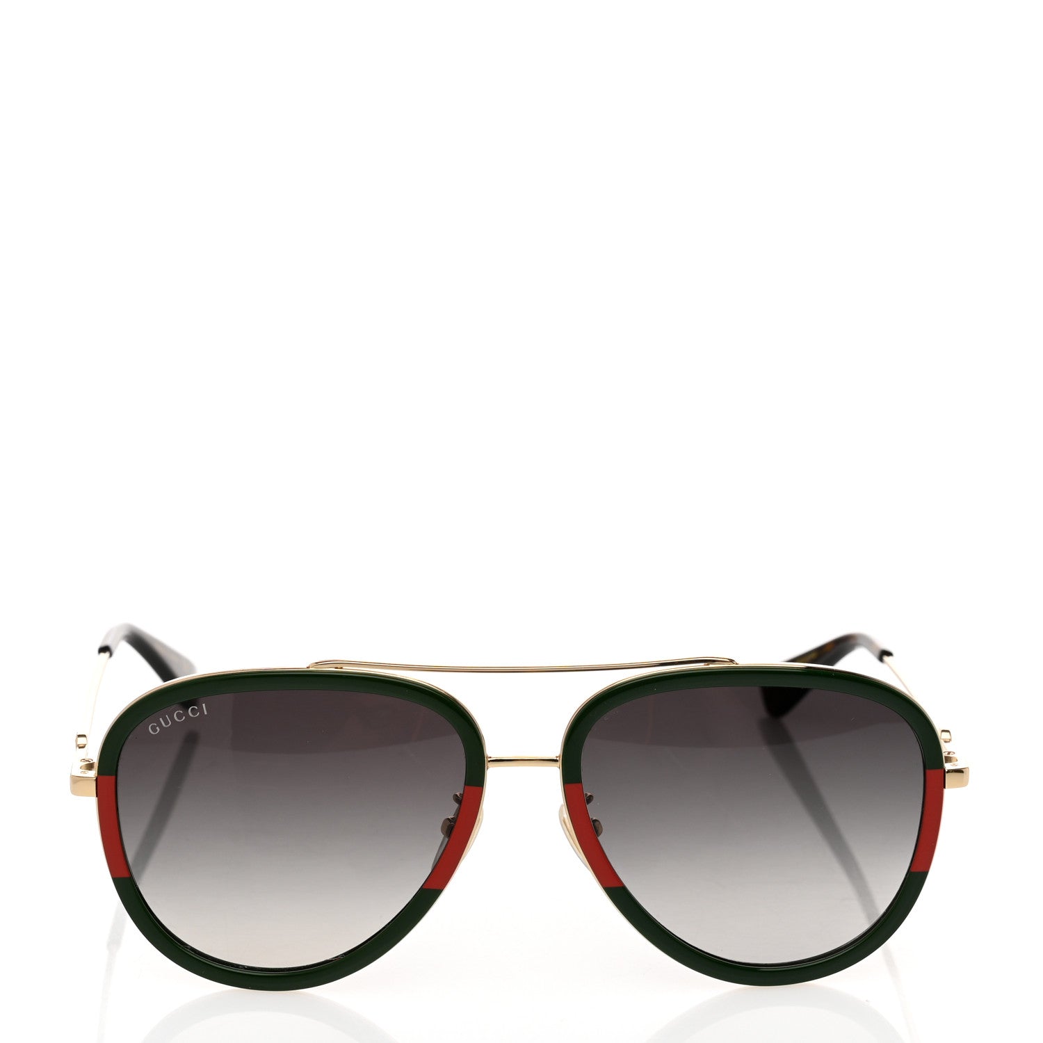 Gucci Metal Web Aviator Sunglasses GG0062S Green Red 2 of 7