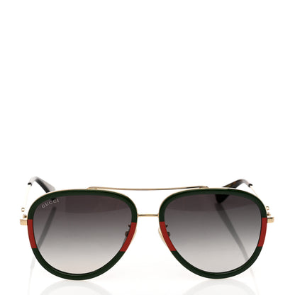 Gucci Metal Web Aviator Sunglasses GG0062S Green Red 2 of 7