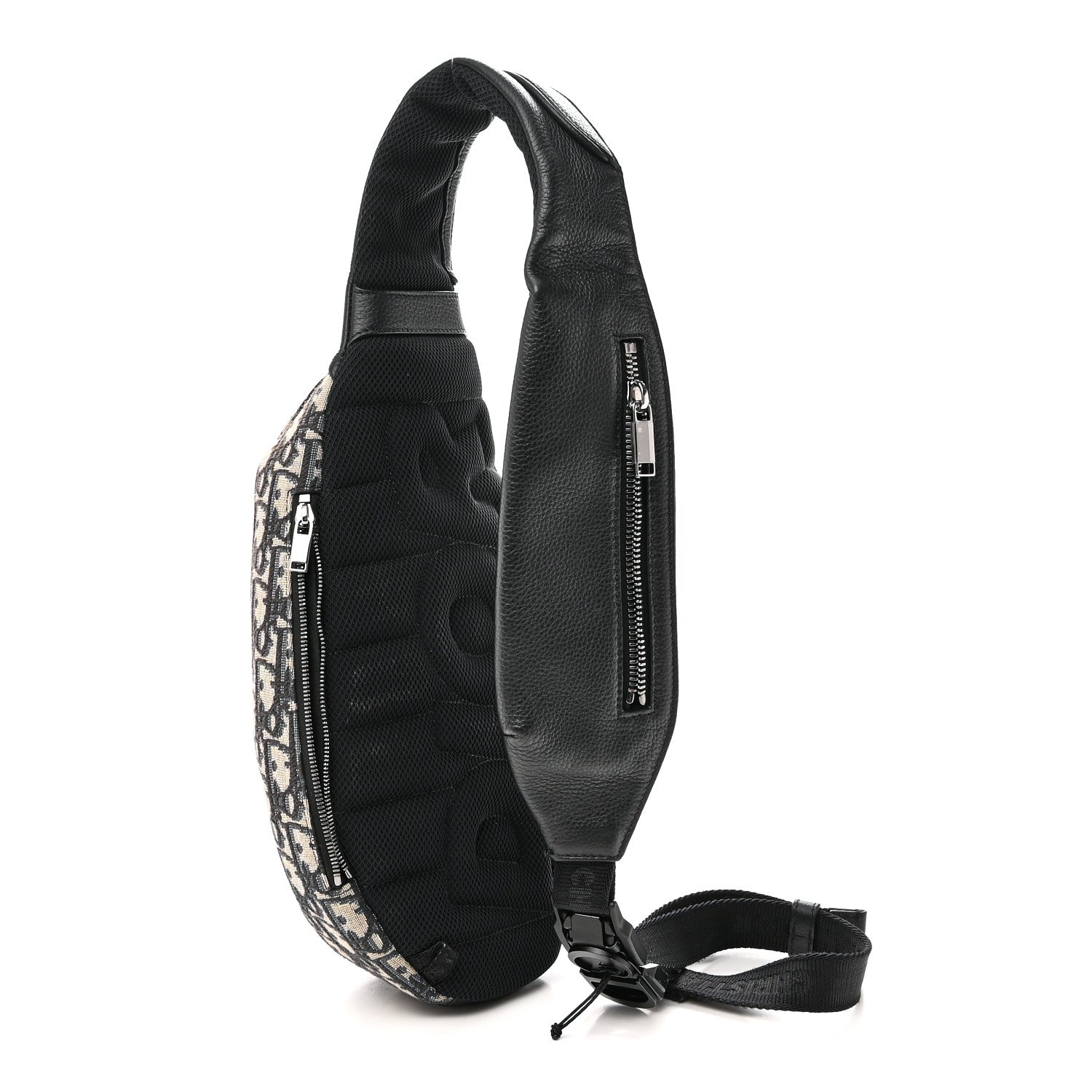 Christian Dior Grained Calfskin Oblique Scarab Sling Bag Blue