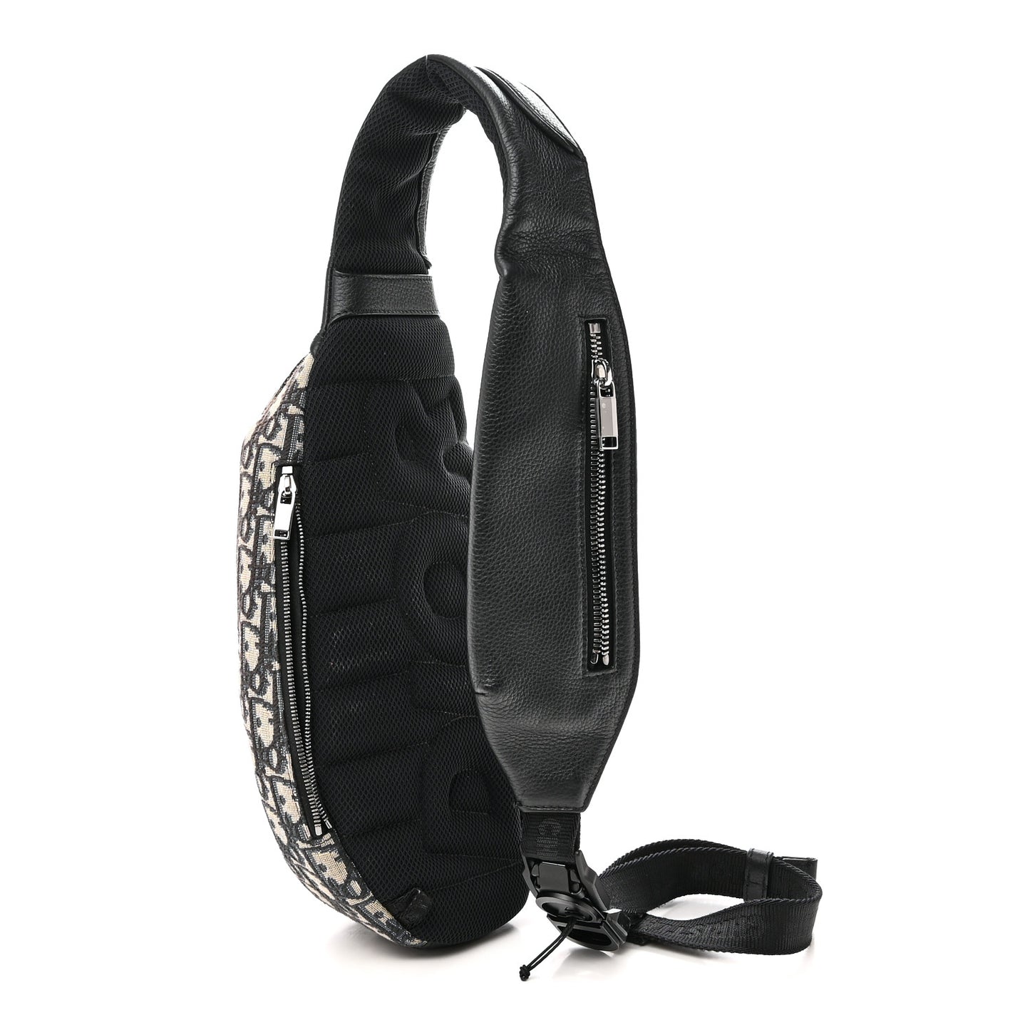 Grained Calfskin Oblique Scarab Sling Bag Blue Black