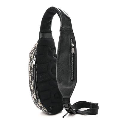 Christian Dior Grained Calfskin Oblique Scarab Sling Bag Blue Black 3 of 9
