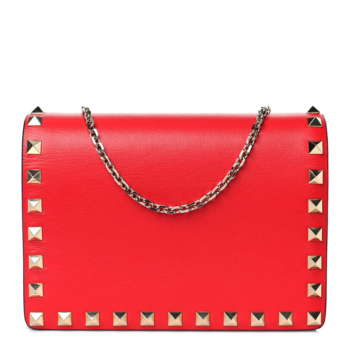 Vitello Rockstud Wallet On Chain Rouge Pur