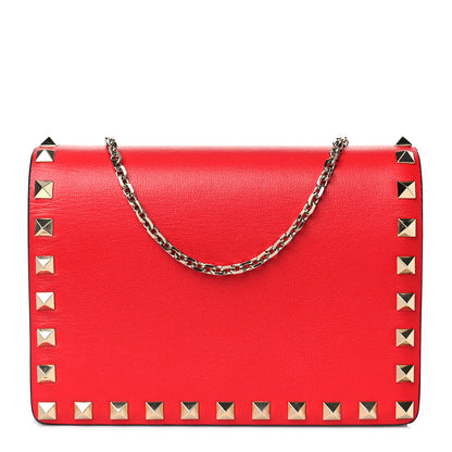 Valentino Garavani Vitello Rockstud Wallet On Chain Rouge Pur 1 of 7