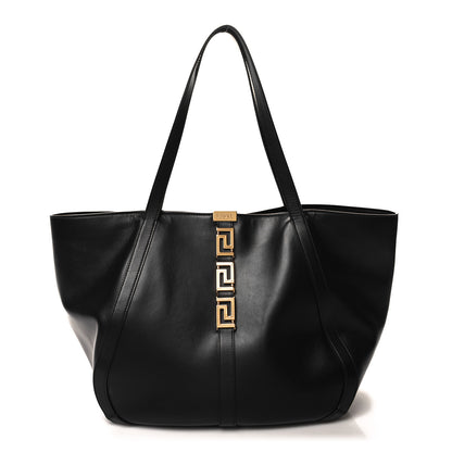 Versace Calfskin Greca Goddess Tote Bag Black 1 of 9