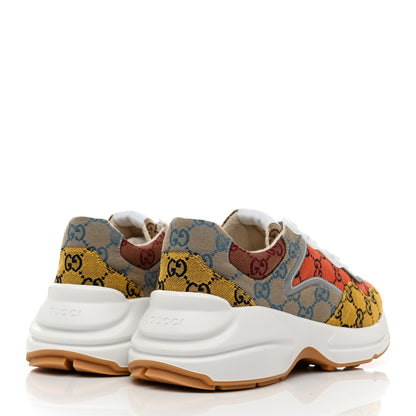 Gucci Monogram Multicolor Mens Rhyton Sneakers 9 Yellow Blue Great White Tabasco 4 of 8