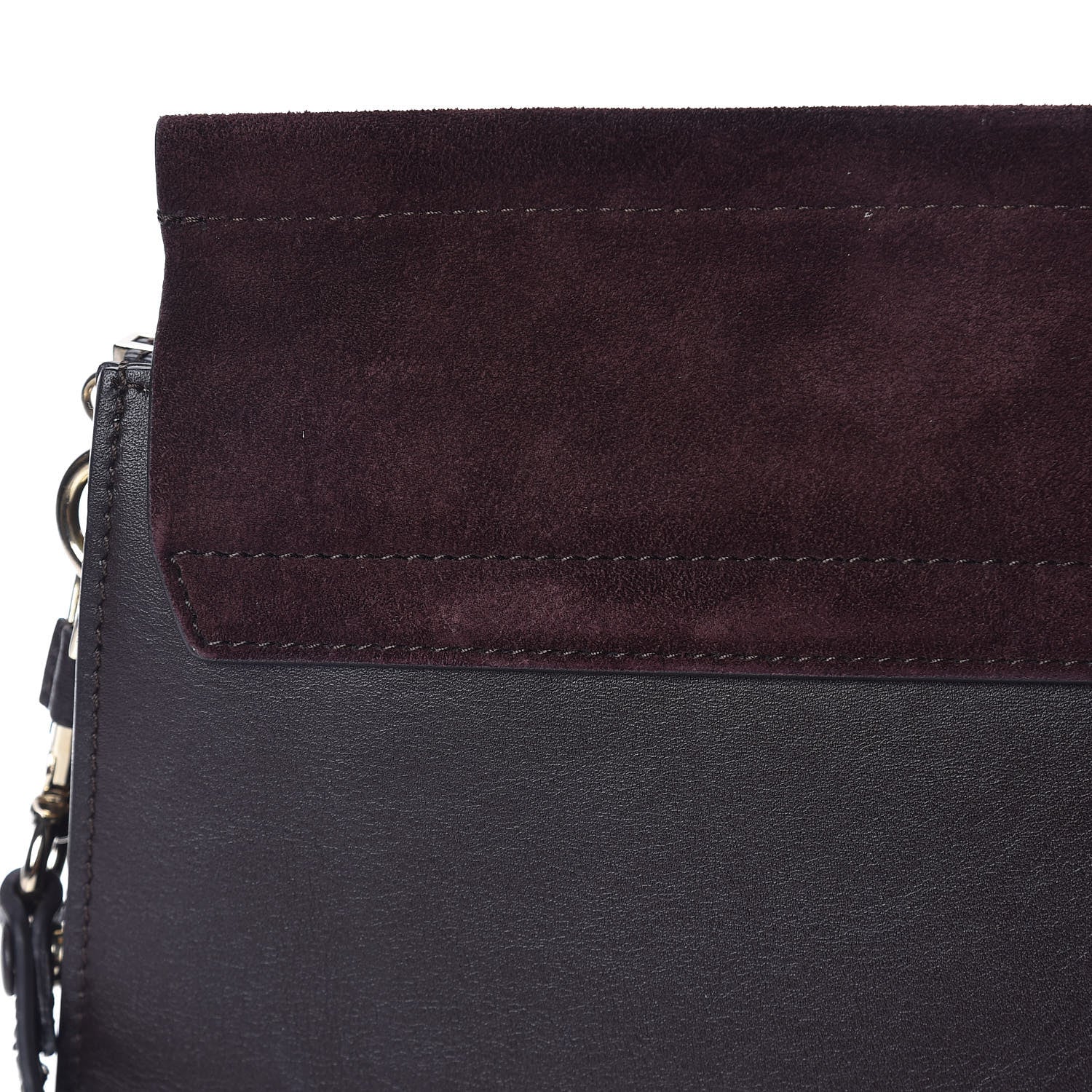 Chloe Calfskin Suede Medium Faye Shoulder Bag Carbon Brown 10 of 14