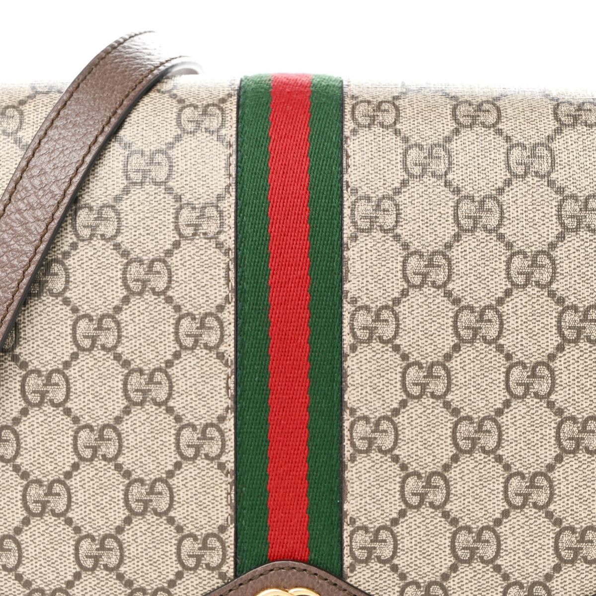 Gucci GG Supreme Monogram Web Small Ophidia Flap Messenger Bag Brown 8 of 11