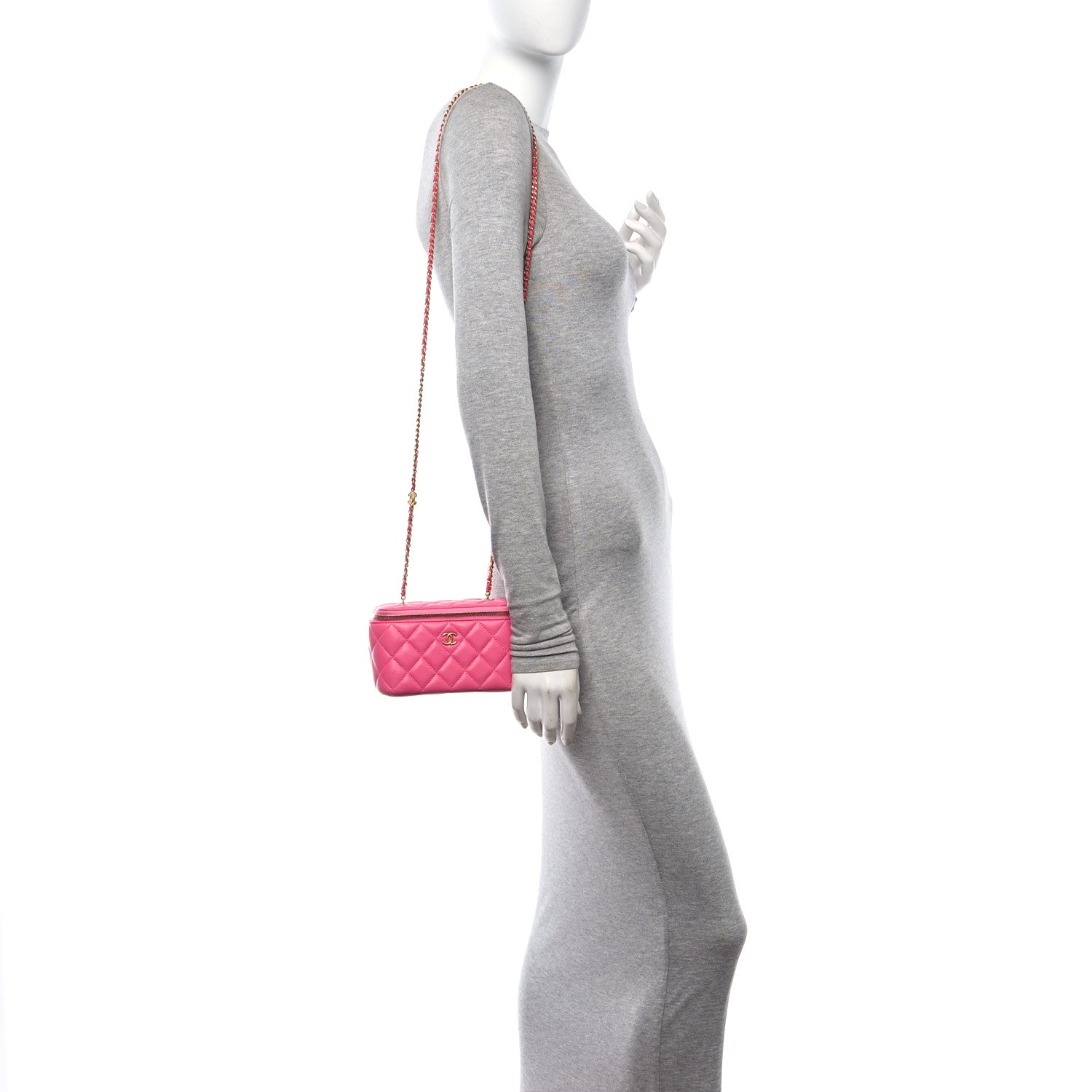 Chanel Lambskin Enamel Quilted Small Coco Hearts Vanity Case With Chain Pink 2 of 12