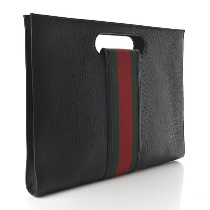 Gucci Calfskin Web Padlock Tote Black 2 of 11