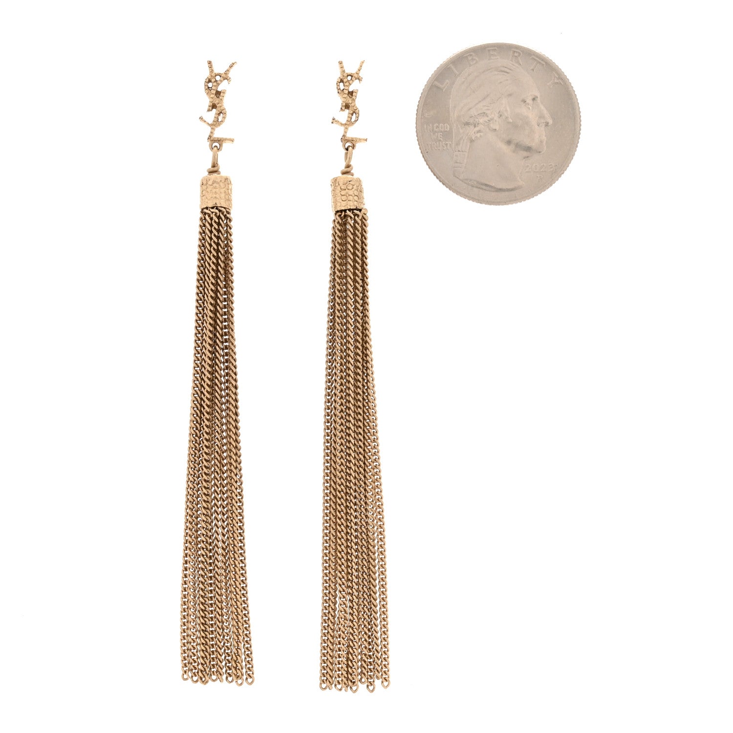 Saint Laurent Metal Monogram Loulou Tassel Earrings Gold 2 of 3