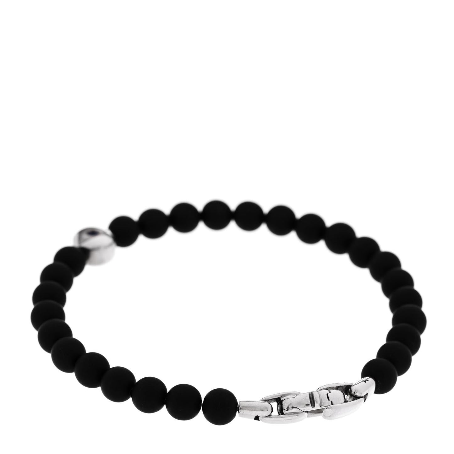 Sterling Silver Black Onyx Blue Sapphire 4mm Spiritual Beads Evil Eye Bracelet