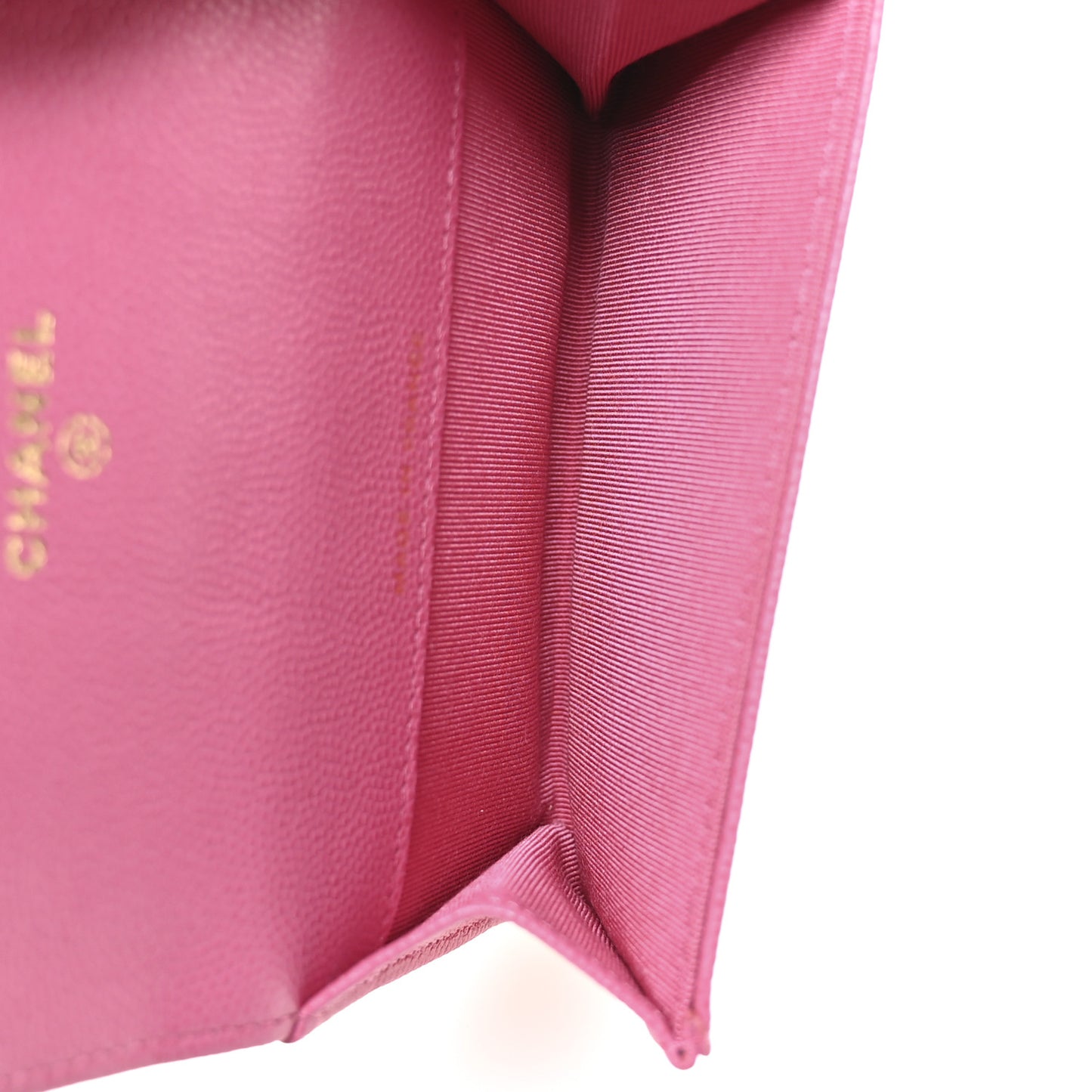 Caviar Quilted Flap Card Holder Wallet Pink