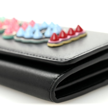 Fendi Vitello Liberty Fun Fair Studded Continental Wallet On Chain Black Multicolor 8 of 8