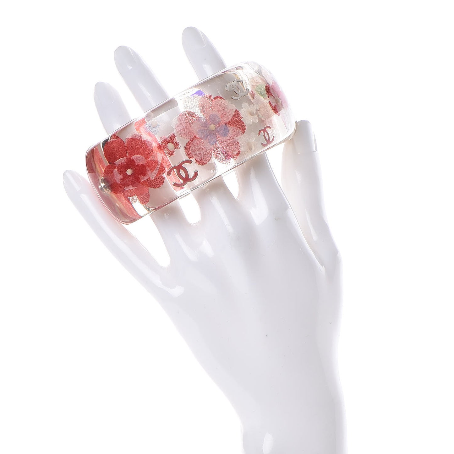 Resin Flower CC Bangle Transparent Pink