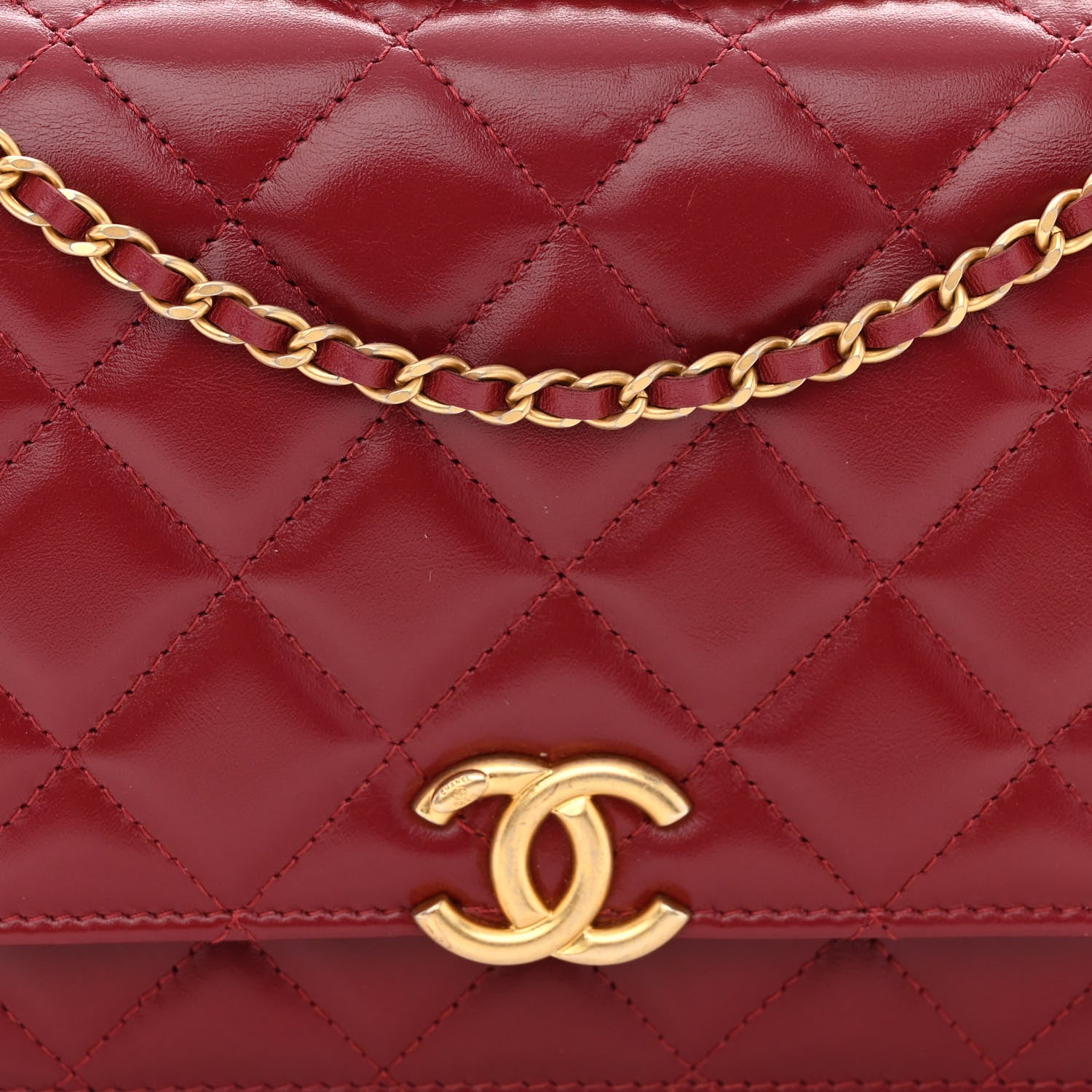 Chanel Calfskin Quilted Perfect FIt Wallet On Chain WOC Burgundy 9 of 11