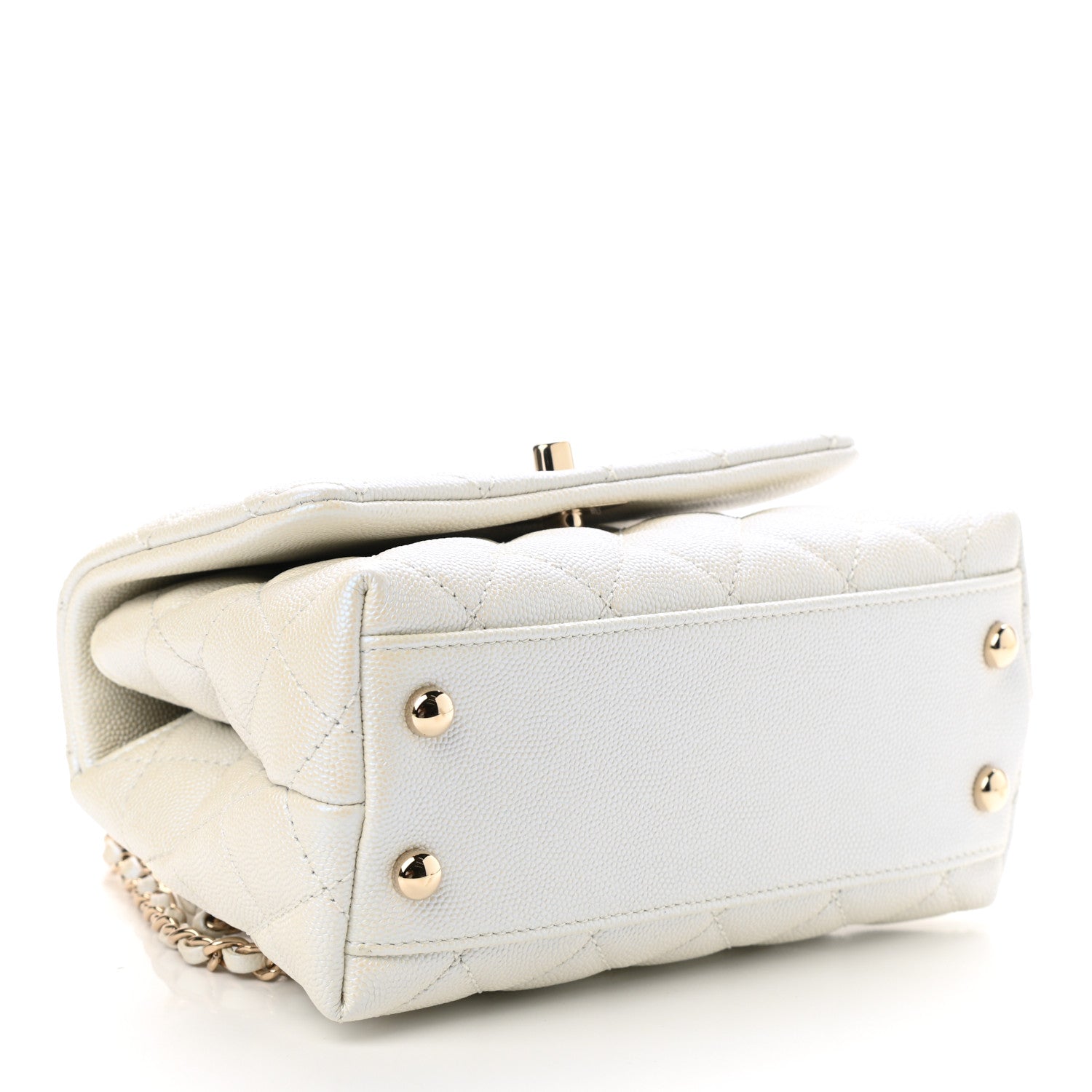 Chanel Iridescent Caviar Quilted Extra Mini Coco Handle Flap Ivory 4 of 10