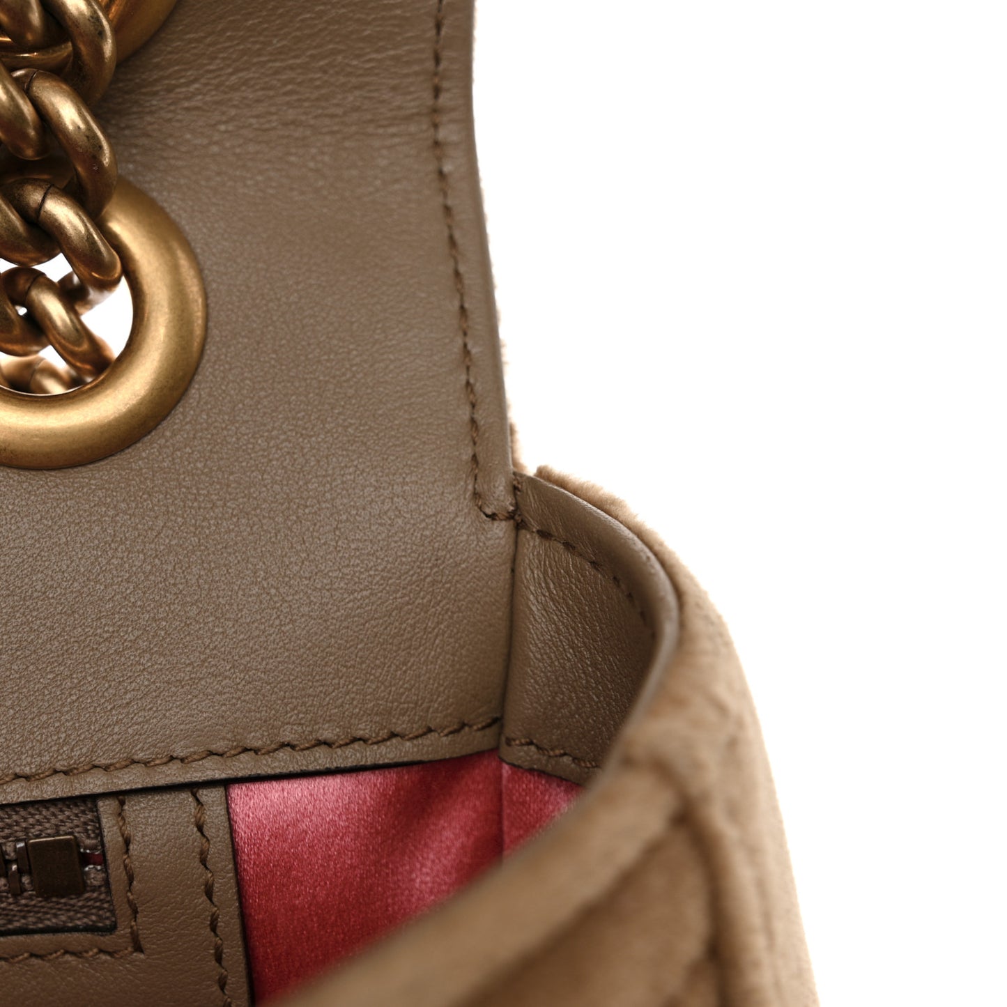 Velvet Matelasse Small GG Marmont Shoulder Bag Taupe