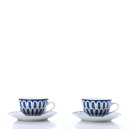 Hermes Porcelain Bleus d'Ailleurs Tea Cup And Saucer Set Of 2 3 of 9
