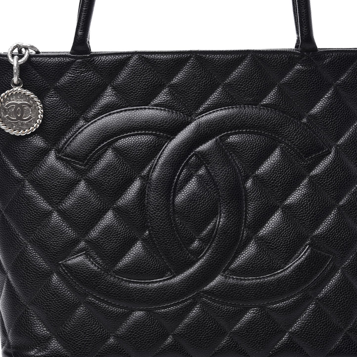 Caviar Quilted Medallion Tote Black