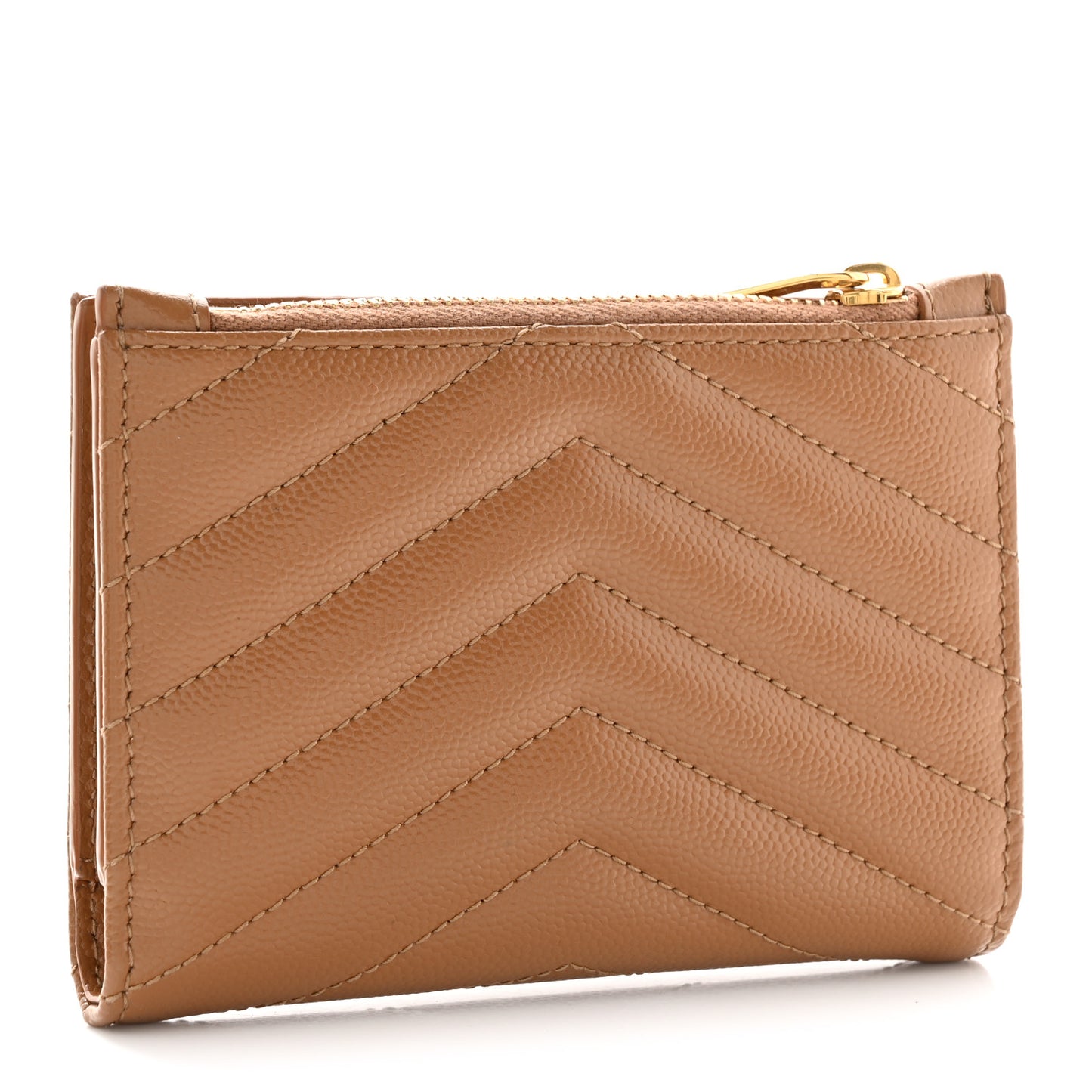 Grain De Poudre Matelasse Chevron Monogram Zipped Card Case Natural Dark